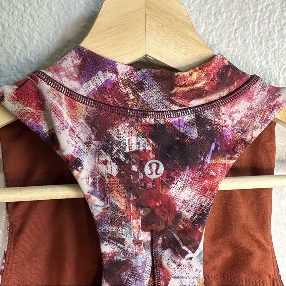 Lululemon Everlux and Mesh Cropped Tank Urbantricity Multi/Dark Terracotta Sz 6 - Picture 7 of 10